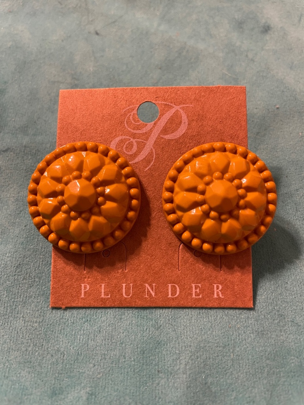 Plunder Mustard Floral Button Earrings